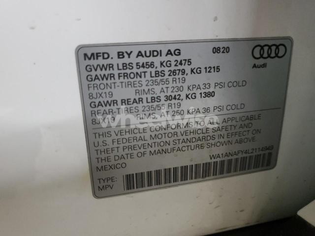 2020 AUDI Q5 PREMIUM (VIN WA1ANAFY4L2114949) main photo