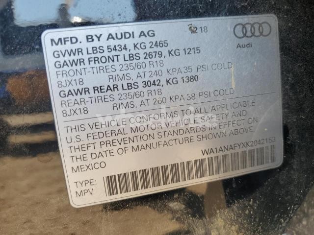 Photo 11 of 2019 AUDI Q5 PREMIUM (VIN WA1ANAFYXK2042153)