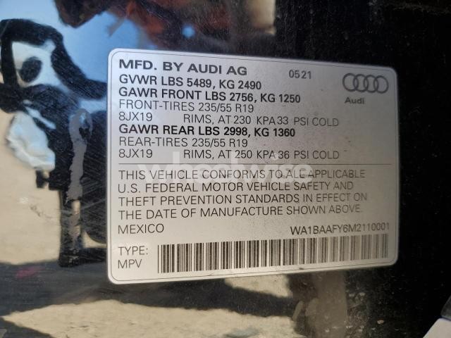 2021 AUDI Q5 PREMIUM PLUS N/A (VIN WA1BAAFY6M2110001) main photo