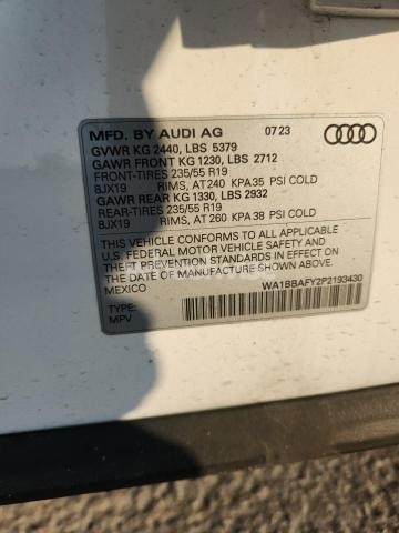 Photo 5 of 2023 AUDI Q5 PREMIUM PLUS 40 N/A (VIN WA1BBAFY2P2193430)