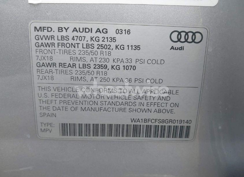 Photo 9 of 2016 Audi Q3 2.0T PREMIUM PLUS (VIN WA1BFCFS8GR019140)