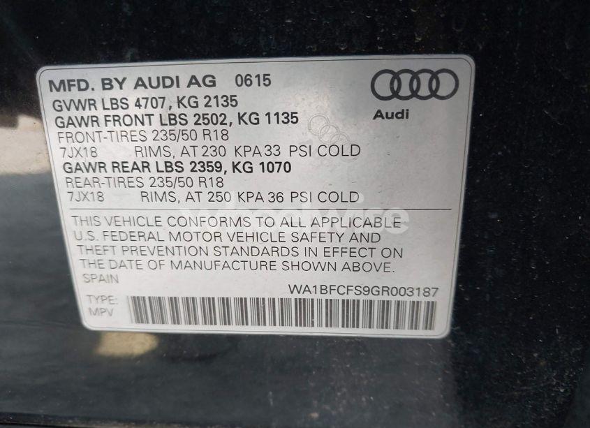 Photo 9 of 2016 Audi Q3 2.0T PREMIUM PLUS (VIN WA1BFCFS9GR003187)