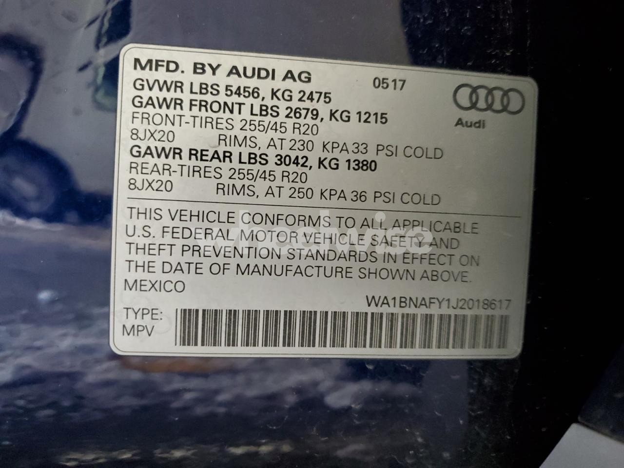 Photo 14 of 2018 AUDI Q5 PREMIUM PLUS (VIN WA1BNAFY1J2018617)