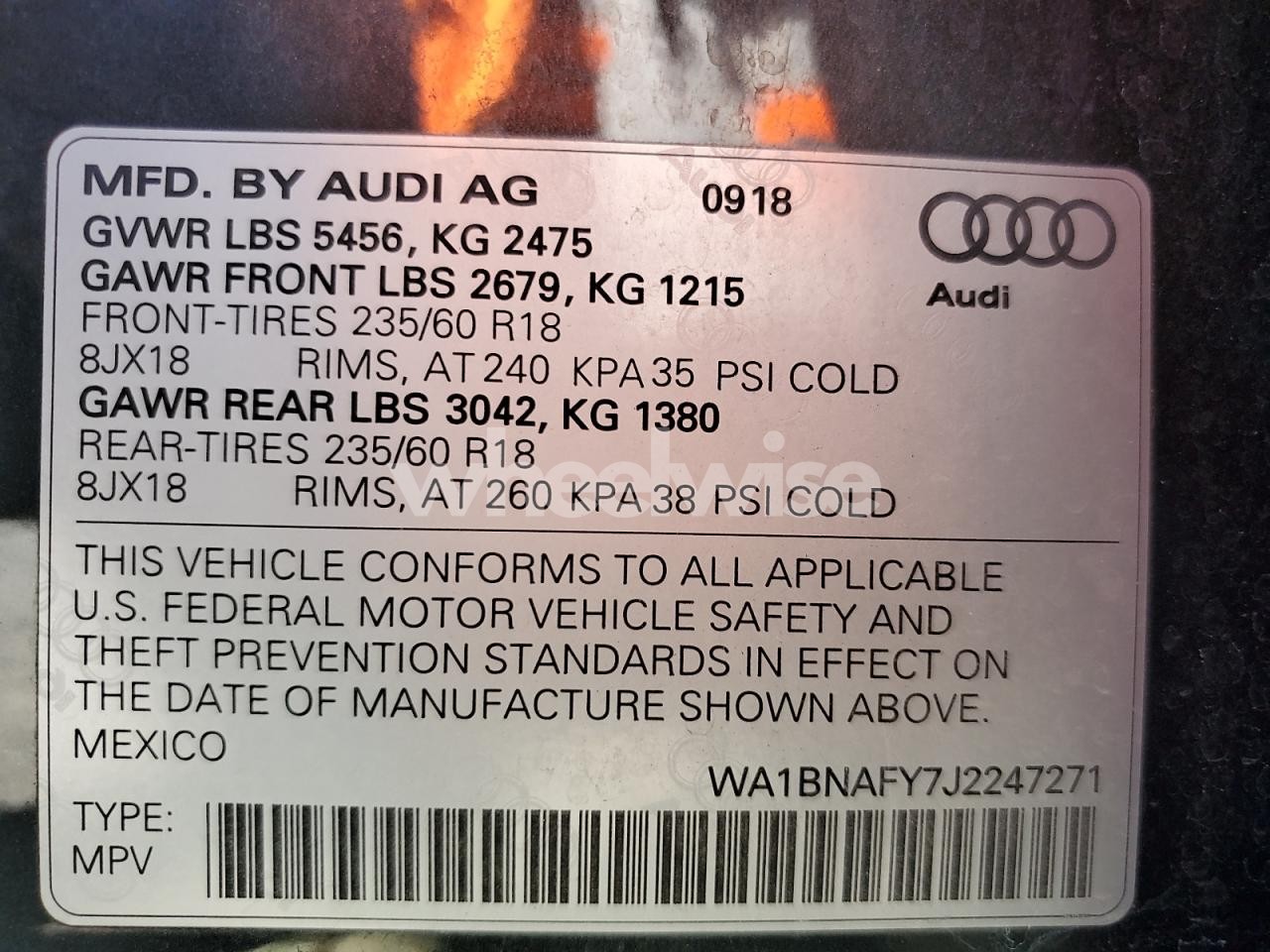 Photo 14 of 2018 AUDI Q5 PREMIUM PLUS (VIN WA1BNAFY7J2247271)