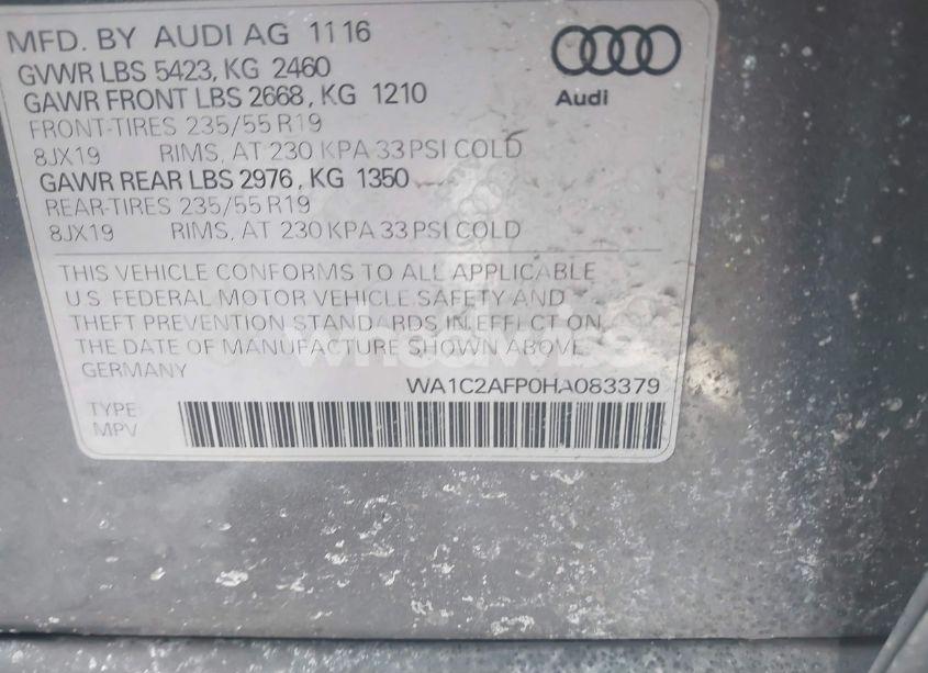 Photo 9 of 2017 Audi Q5 2.0T PREMIUM (VIN WA1C2AFP0HA083379)