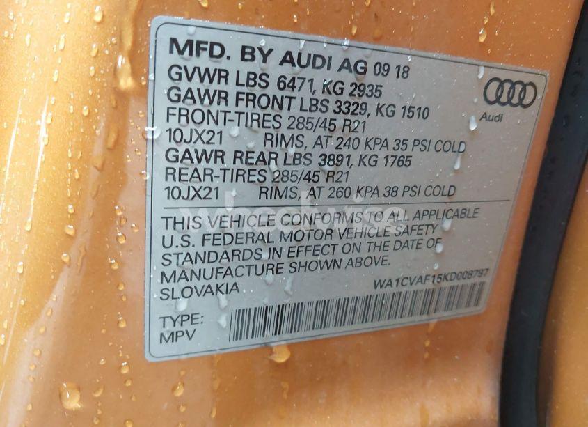 Photo 9 of 2019 Audi Q8 55 PREMIUM (VIN WA1CVAF15KD008797)