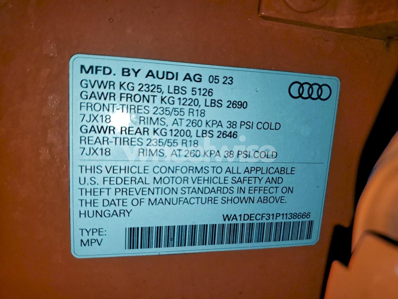 Photo 13 of 2023 AUDI Q3 PREMIUM S LINE 45 (VIN WA1DECF31P1138666)