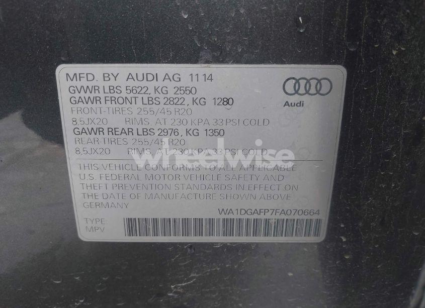 Photo 9 of 2015 Audi Q5 3.0T PREMIUM PLUS (VIN WA1DGAFP7FA070664)