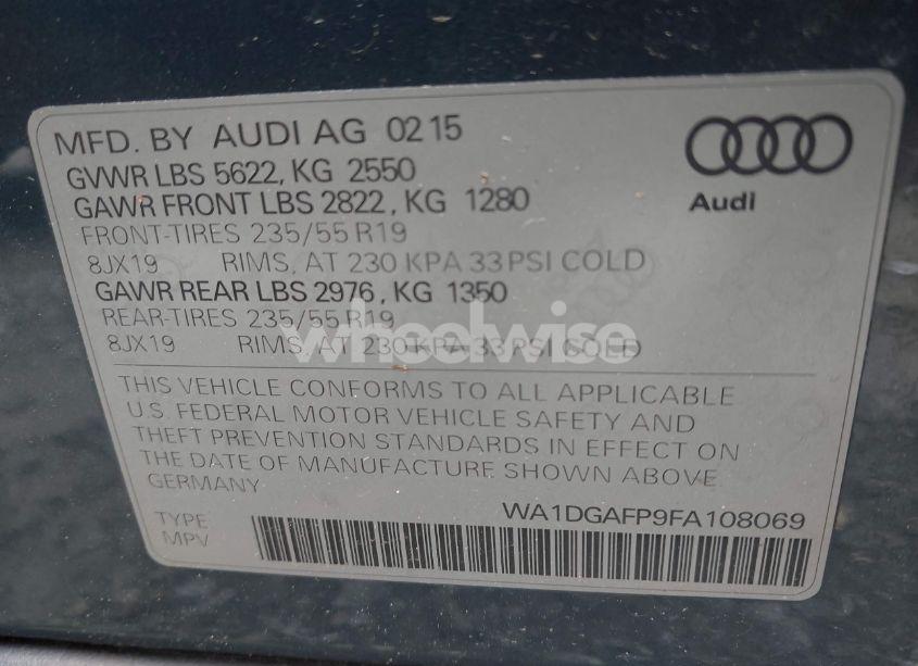 Photo 9 of 2015 Audi Q5 3.0T PREMIUM PLUS (VIN WA1DGAFP9FA108069)