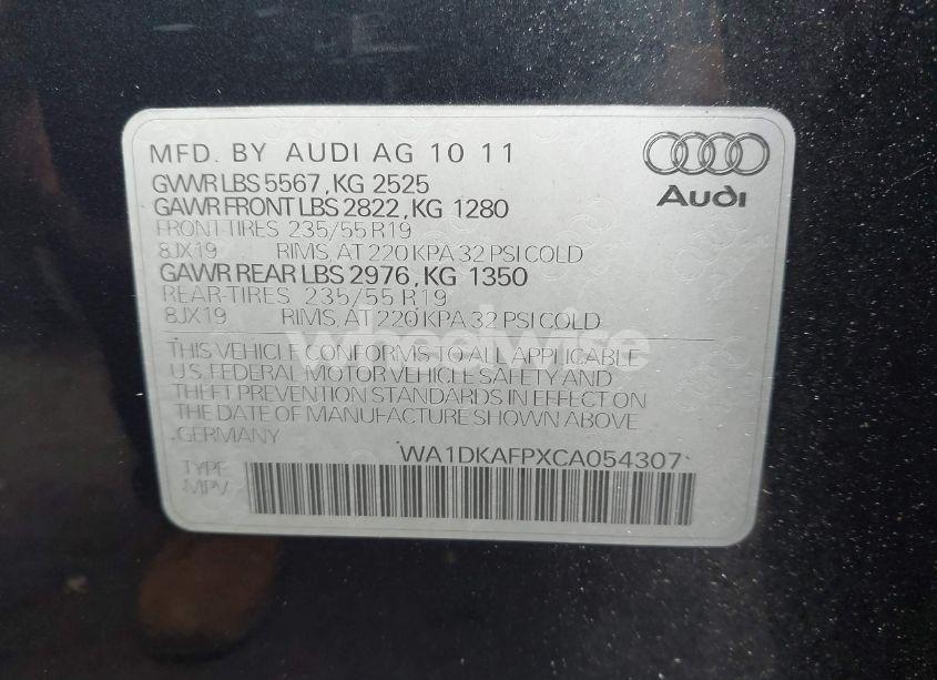 Photo 9 of 2012 Audi Q5 3.2 PREMIUM PLUS (VIN WA1DKAFPXCA054307)