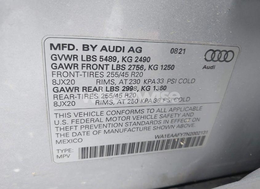 Photo 9 of 2022 Audi Q5 PREMIUM PLUS 45 TFSI S LINE QUATTRO S TRONIC (VIN WA1EAAFY7N2002131)