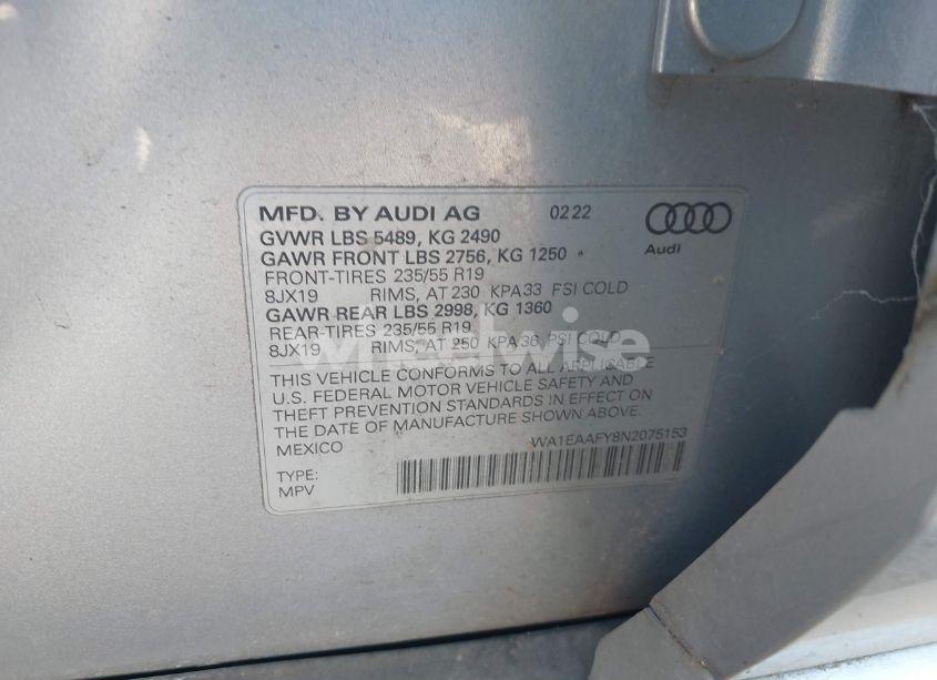 Photo 9 of 2022 Audi Q5 PREMIUM PLUS 45 TFSI S LINE QUATTRO S TRONIC (VIN WA1EAAFY8N2075153)