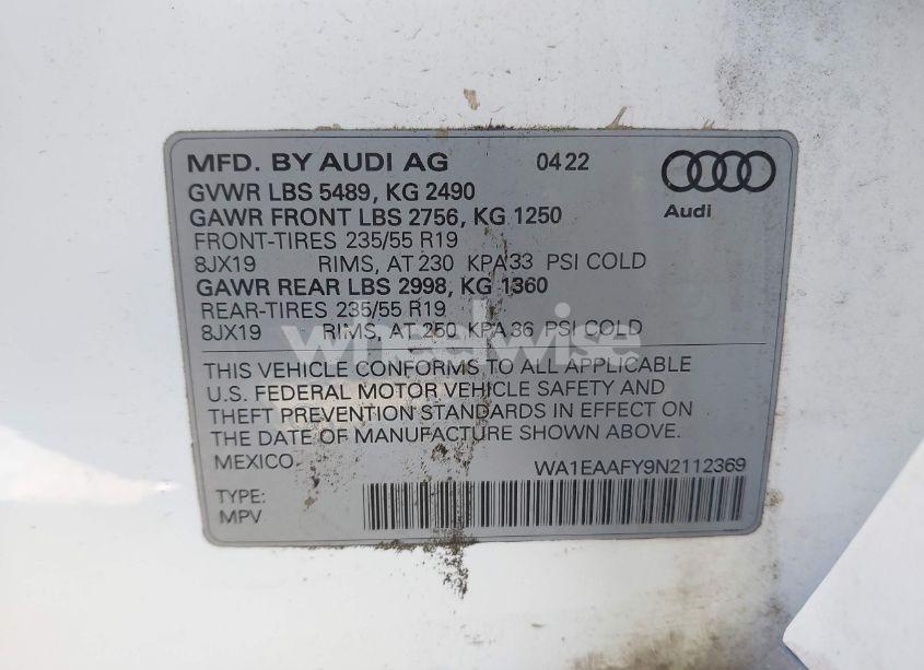 Photo 9 of 2022 Audi Q5 PREMIUM PLUS 45 TFSI S LINE QUATTRO S TRONIC (VIN WA1EAAFY9N2112369)