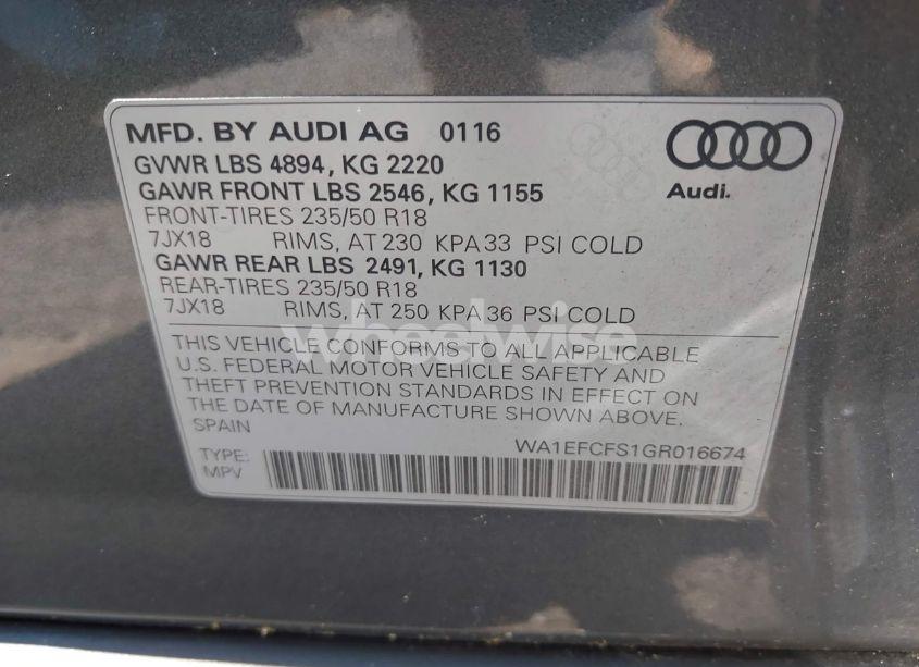 Photo 9 of 2016 Audi Q3 2.0T PREMIUM PLUS (VIN WA1EFCFS1GR016674)