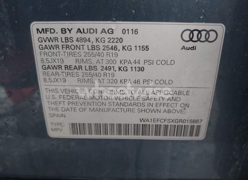 Photo 9 of 2016 Audi Q3 2.0T PREMIUM PLUS (VIN WA1EFCFSXGR015667)