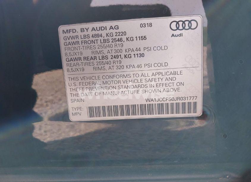 Photo 9 of 2018 Audi Q3 2.0T PREMIUM/2.0T SPORT PREMIUM (VIN WA1JCCFS0JR031777)