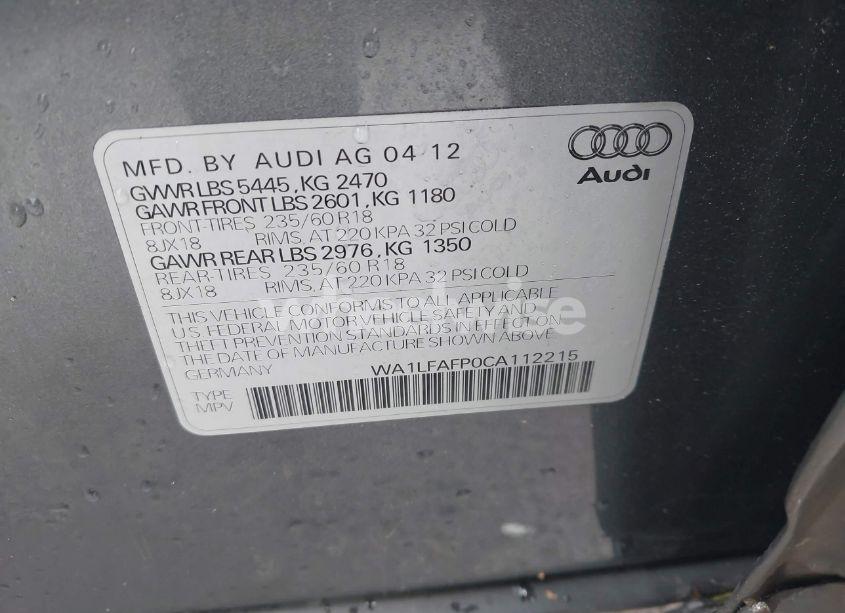 Photo 9 of 2012 Audi Q5 2.0T PREMIUM (VIN WA1LFAFP0CA112215)
