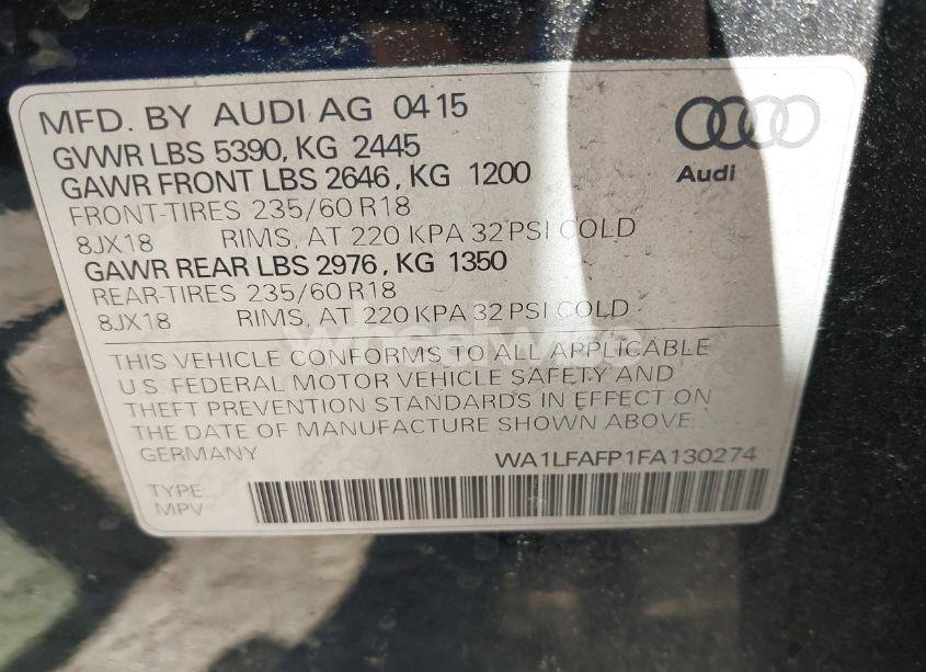 Photo 9 of 2015 Audi Q5 2.0T PREMIUM (VIN WA1LFAFP1FA130274)