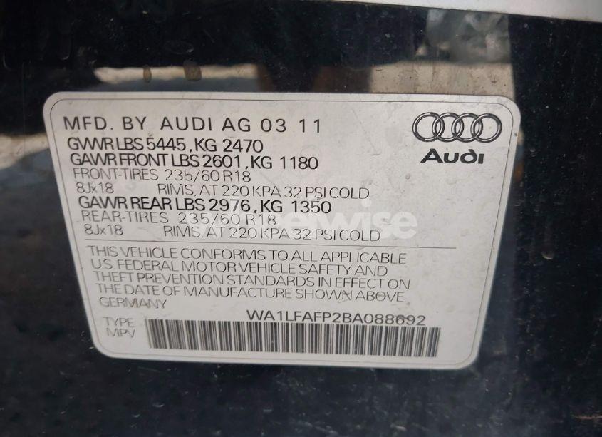 Photo 9 of 2011 Audi Q5 2.0T PREMIUM (VIN WA1LFAFP2BA088692)