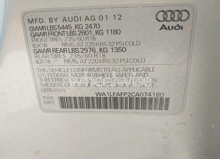 Photo 9 of 2012 Audi Q5 2.0T PREMIUM (VIN WA1LFAFP2CA074180)
