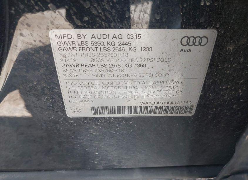 Photo 9 of 2015 Audi Q5 2.0T PREMIUM (VIN WA1LFAFP3FA123360)