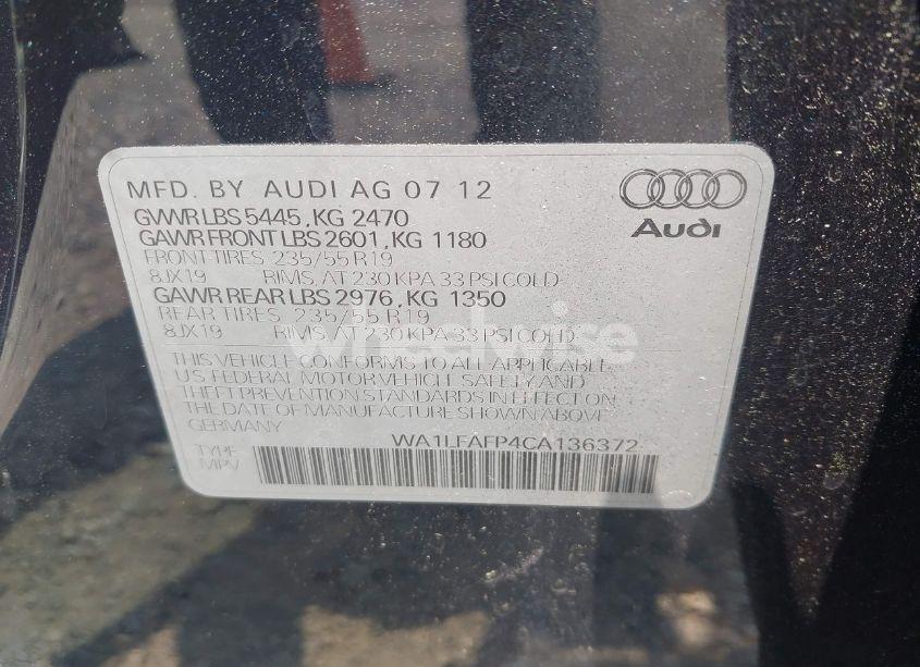 Photo 9 of 2012 Audi Q5 2.0T PREMIUM (VIN WA1LFAFP4CA136372)