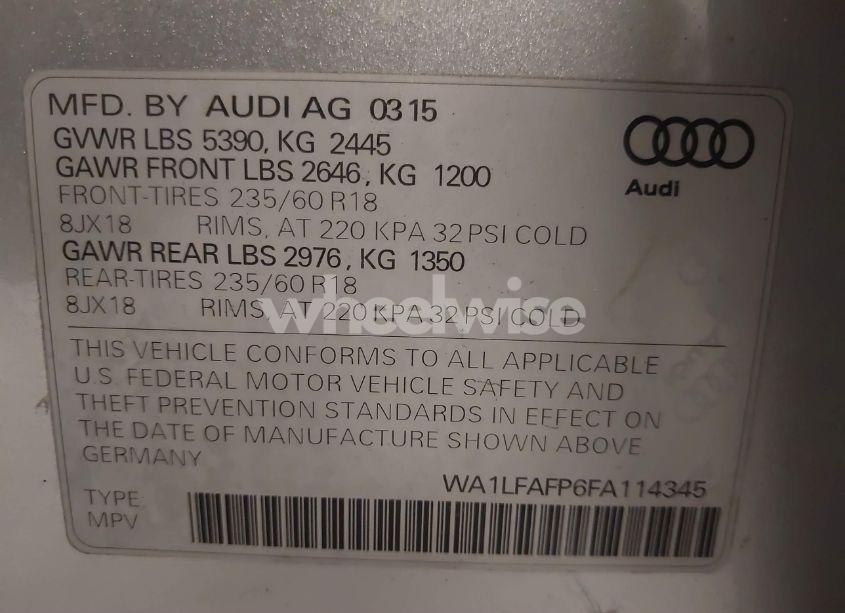 Photo 9 of 2015 Audi Q5 2.0T PREMIUM (VIN WA1LFAFP6FA114345)