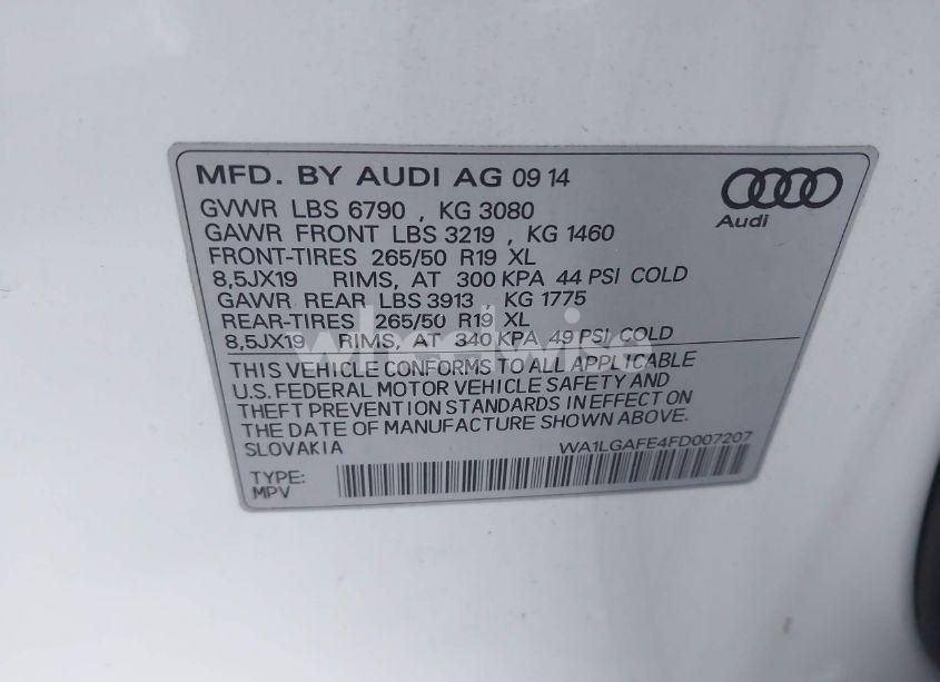 Photo 9 of 2015 Audi Q7 3.0T PREMIUM (VIN WA1LGAFE4FD007207)