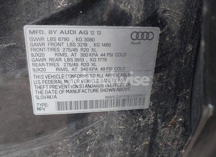 Photo 9 of 2014 Audi Q7 3.0T PREMIUM (VIN WA1LGAFE5ED013547)