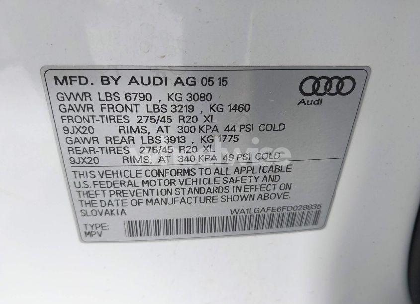 Photo 9 of 2015 Audi Q7 3.0T PREMIUM (VIN WA1LGAFE6FD028835)