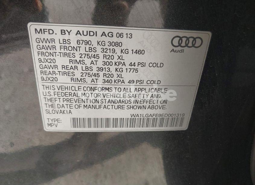 Photo 9 of 2014 Audi Q7 3.0T PREMIUM (VIN WA1LGAFE9ED001319)