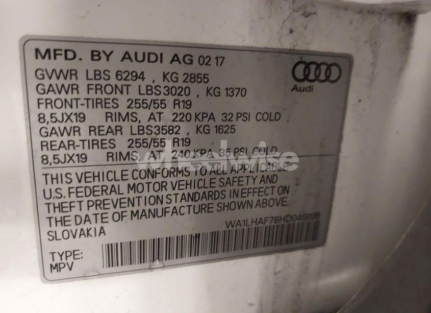 Photo 9 of 2017 Audi Q7 2.0T PREMIUM (VIN WA1LHAF78HD046898)