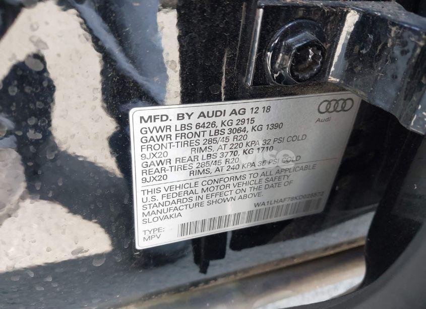 Photo 9 of 2019 Audi Q7 45 PREMIUM/45 SE PREMIUM (VIN WA1LHAF78KD025573)