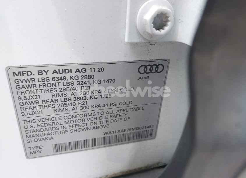 Photo 9 of 2021 Audi Q7 PREMIUM PLUS 55 TFSI QUATTRO TIPTRONIC (VIN WA1LXAF75MD021454)