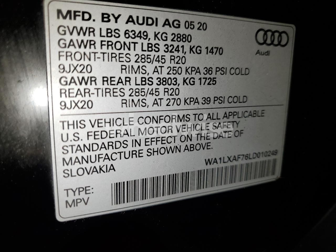 Photo 13 of 2020 AUDI Q7 PREMIUM PLUS (VIN WA1LXAF76LD010249)