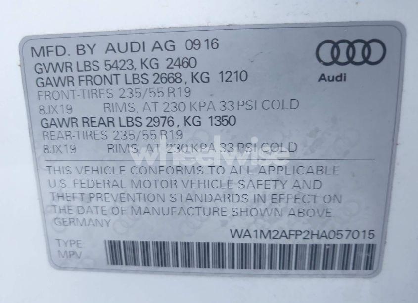 Photo 9 of 2017 Audi Q5 2.0T PREMIUM (VIN WA1M2AFP2HA057015)