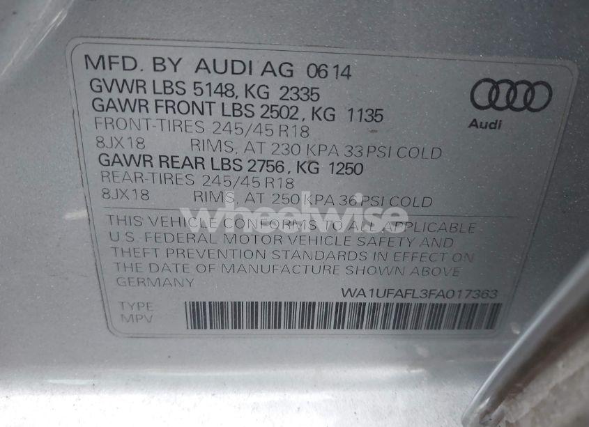 Photo 9 of 2015 Audi Allroad 2.0T PREMIUM (VIN WA1UFAFL3FA017363)