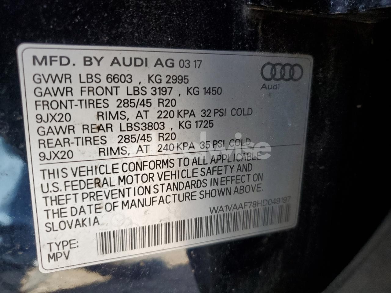 Photo 13 of 2017 AUDI Q7 PRESTIGE (VIN WA1VAAF78HD049197)