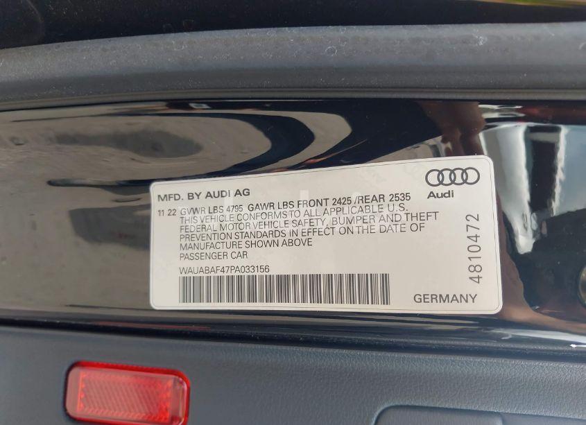 Photo 9 of 2023 Audi A4 PREMIUM 40 TFSI QUATTRO S TRONIC (VIN WAUABAF47PA033156)