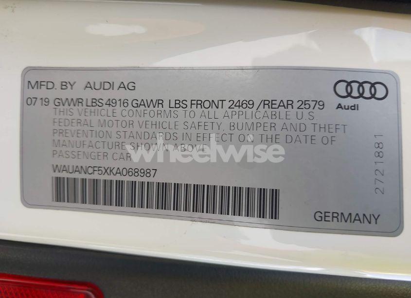 Photo 9 of 2019 Audi A5 45 PREMIUM (VIN WAUANCF5XKA068987)