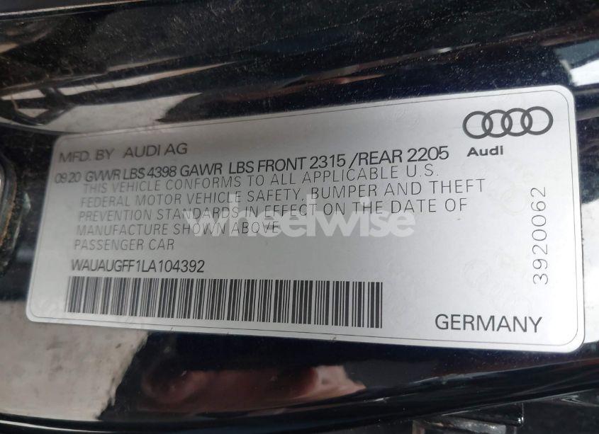 Photo 9 of 2020 Audi A3 PREMIUM 40 TFSI FRONT-WHEEL DRIVE S TRONIC (VIN WAUAUGFF1LA104392)