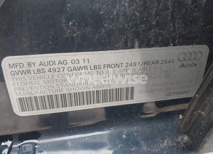 Photo 9 of 2011 Audi A4 2.0T PREMIUM (VIN WAUBFAFL6BN049267)