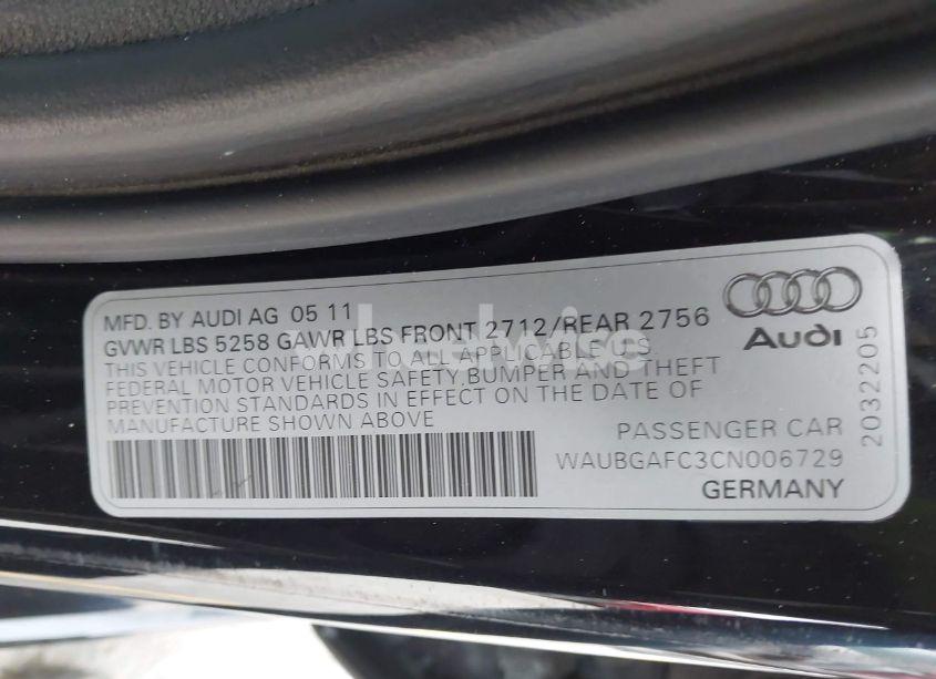 Photo 9 of 2012 Audi A6 3.0 PREMIUM (VIN WAUBGAFC3CN006729)