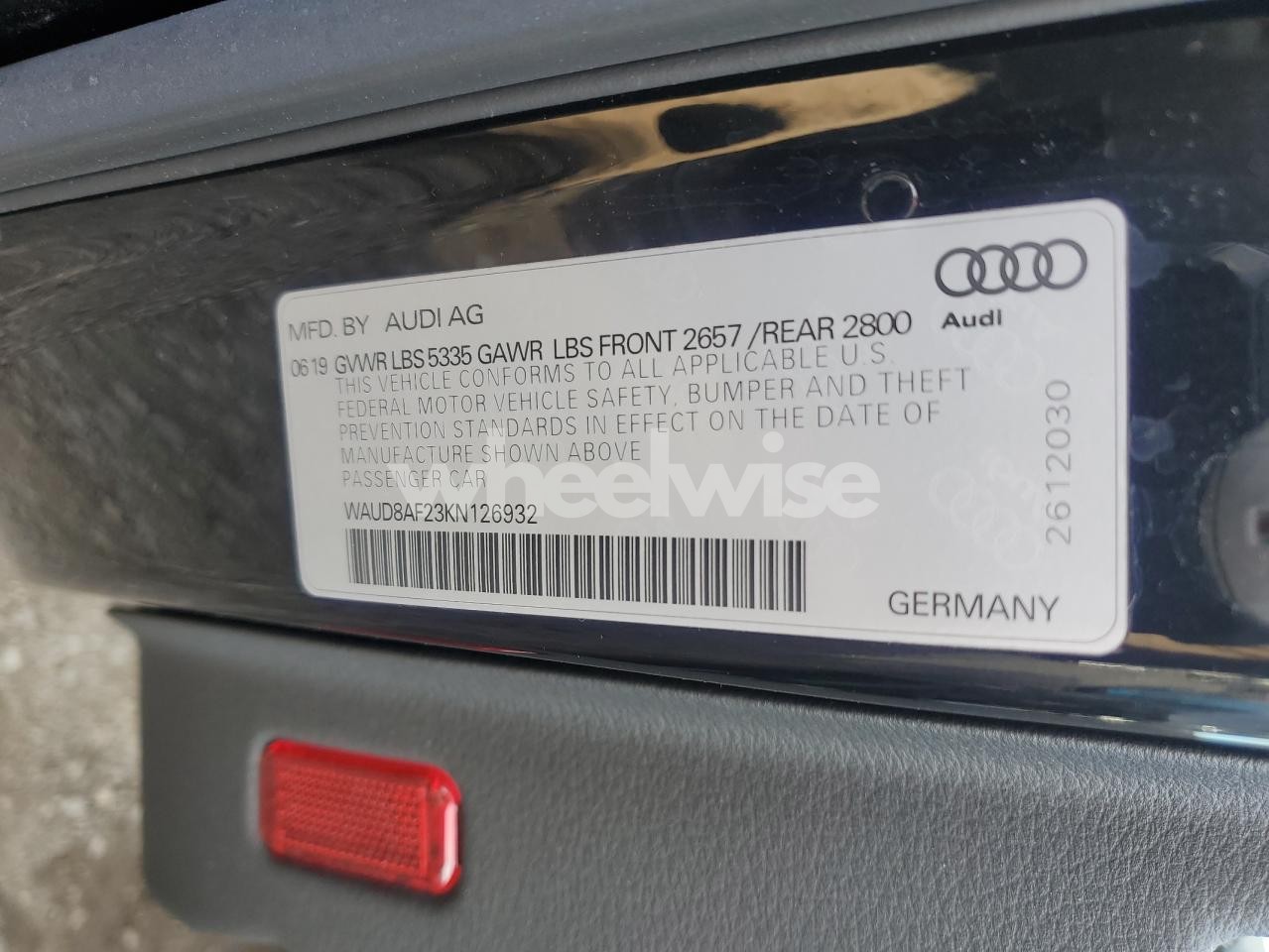 Photo 12 of 2019 AUDI A6 PREMIUM (VIN WAUD8AF23KN126932)