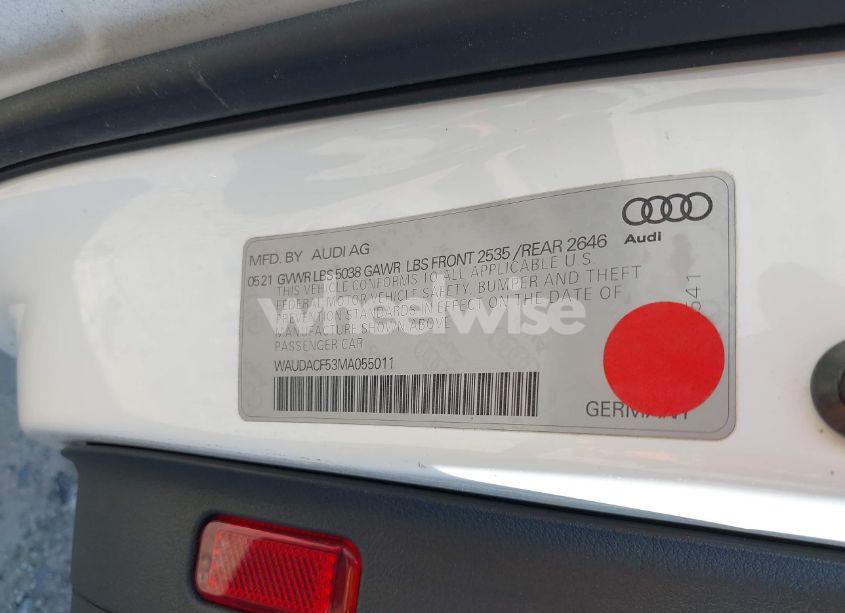 Photo 9 of 2021 Audi A5 SPORTBACK PREMIUM 45 TFSI QUATTRO S TRONIC (VIN WAUDACF53MA055011)