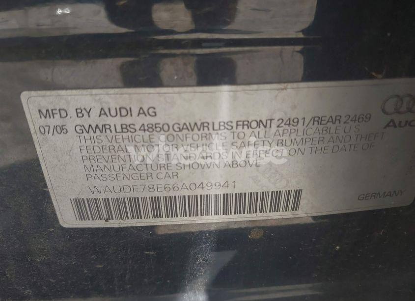 Photo 9 of 2006 Audi A4 2.0T (VIN WAUDF78E66A049941)