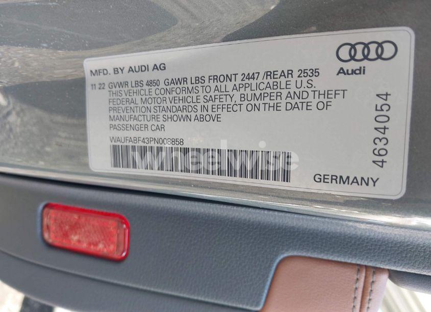 Photo 9 of 2023 Audi A4 PRESTIGE 45 TFSI S LINE QUATTRO S TRONIC (VIN WAUFABF43PN008858)