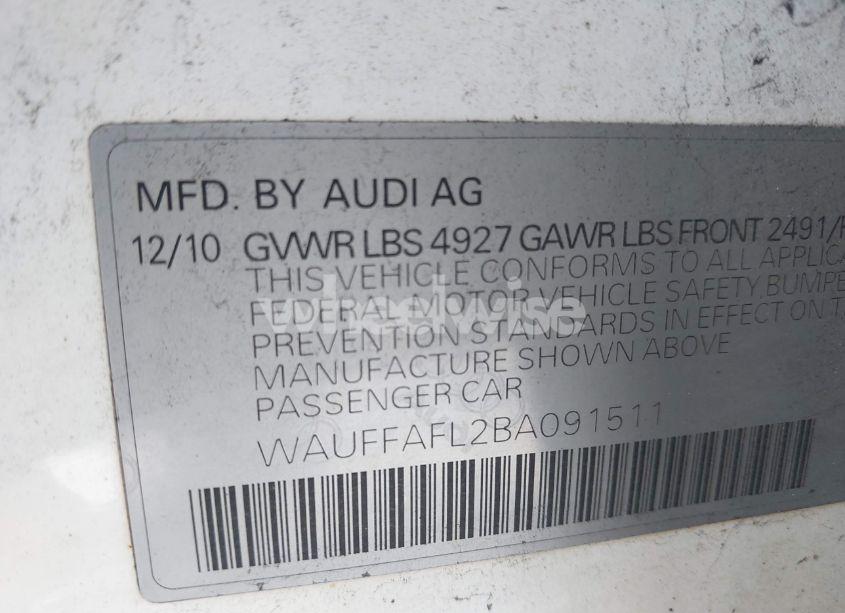 Photo 9 of 2011 Audi A4 2.0T PREMIUM (VIN WAUFFAFL2BA091511)