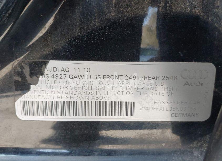 Photo 9 of 2011 Audi A4 2.0T PREMIUM (VIN WAUFFAFL3BN031567)