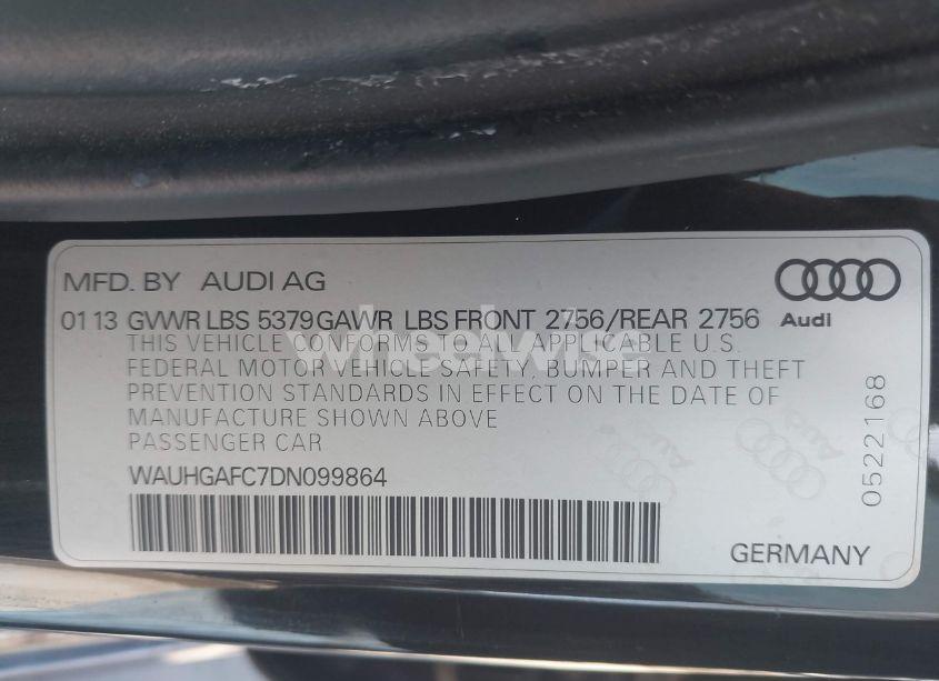 Photo 9 of 2013 Audi A6 3.0T PREMIUM (VIN WAUHGAFC7DN099864)